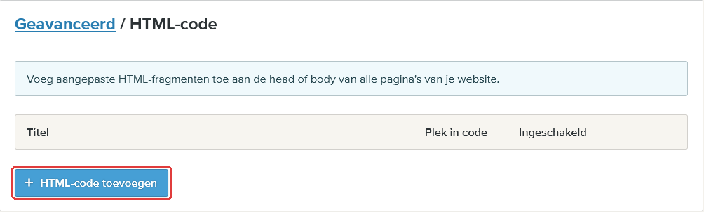 De knop HTML-code toevoegen